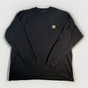 Carhartt Shirt Mens XL Black Long Sleeve Pocket Casual Crew Neck Workwear